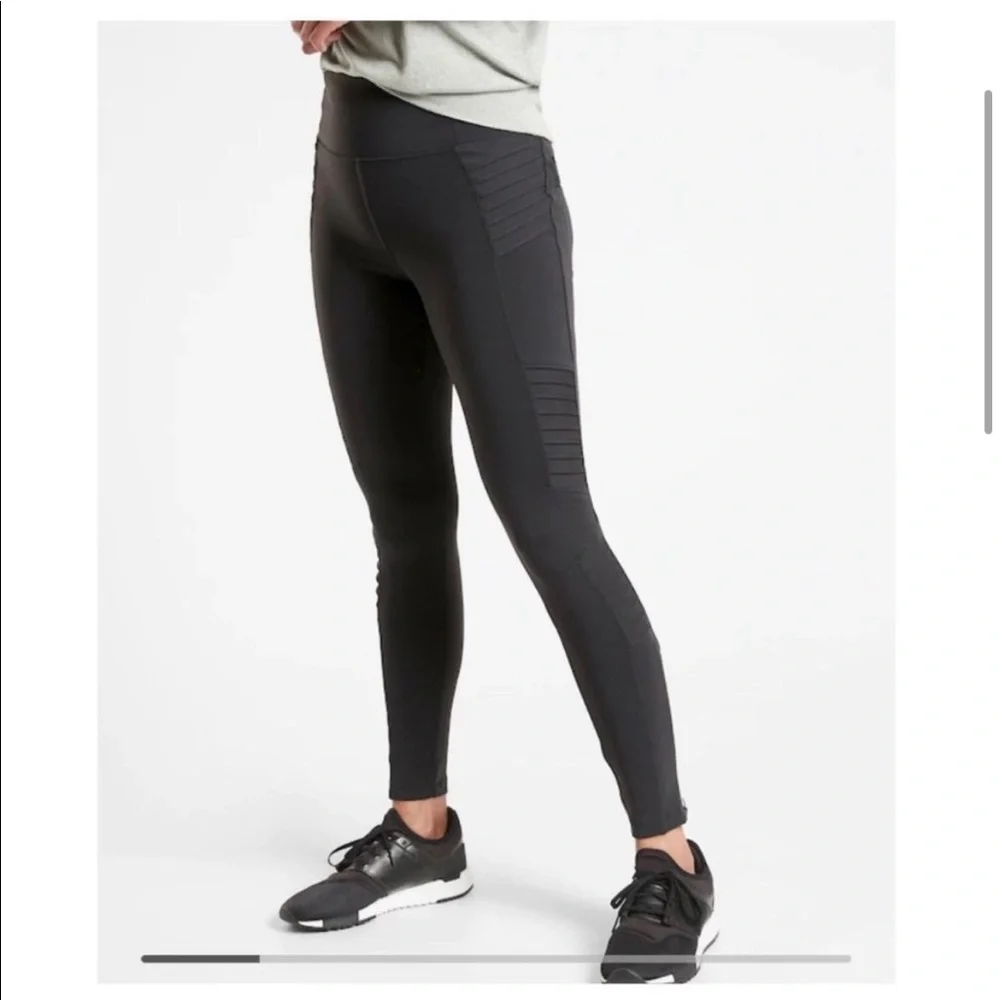 Athleta Delancey Moto Tight Black High Rise Leggings Size XL Tall - Picture 2 of 11